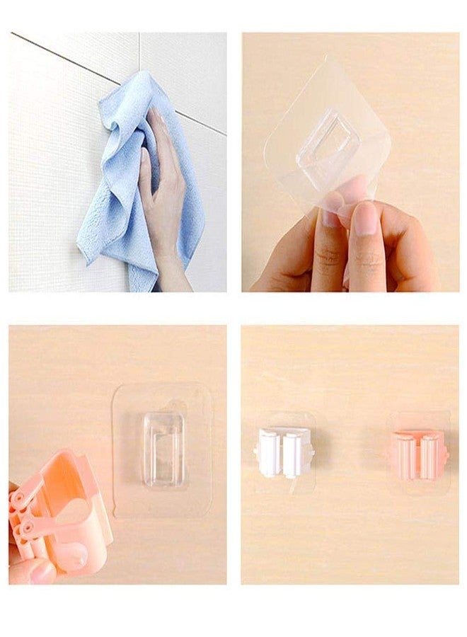 سكاي ووك مجموعة من 4 حوامل للمكنسة والممسحة ذاتية اللصق قابلة لإعادة الاستخدام ومضادة للانزلاق، تُثبت على الحائط، لتنظيم المنزل والمطبخ وخزانة الملابس (ألوان متنوعة) - Image 2